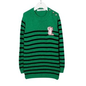 Philosophy di Lorenzo Serafini Kid Green Black Striped Cat Patch Sweater Size 12